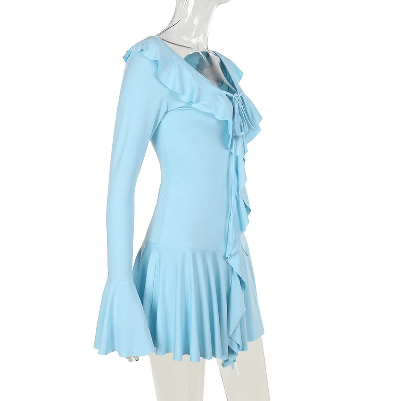 Title 5, Autumn Leisure Slim Fit Ruffled Long Sleeve Dress