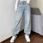 Women's Jeans Loose High Waist Straight-leg Pants for ultimate comfort and style. A versatile wardrobe staple perfect fo — photo 1
