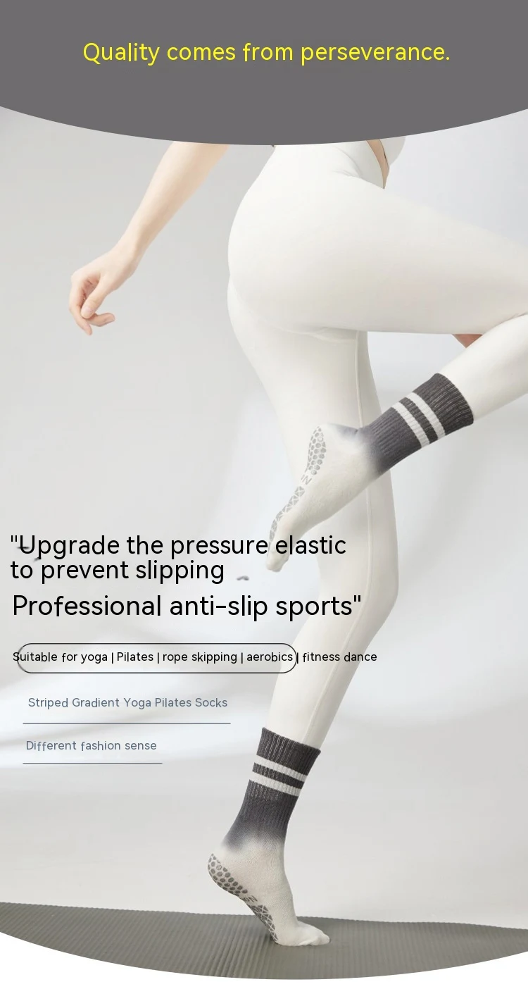 Gestreepte gradiënt yoga middenbuis antislip pilates sokken — foto 19