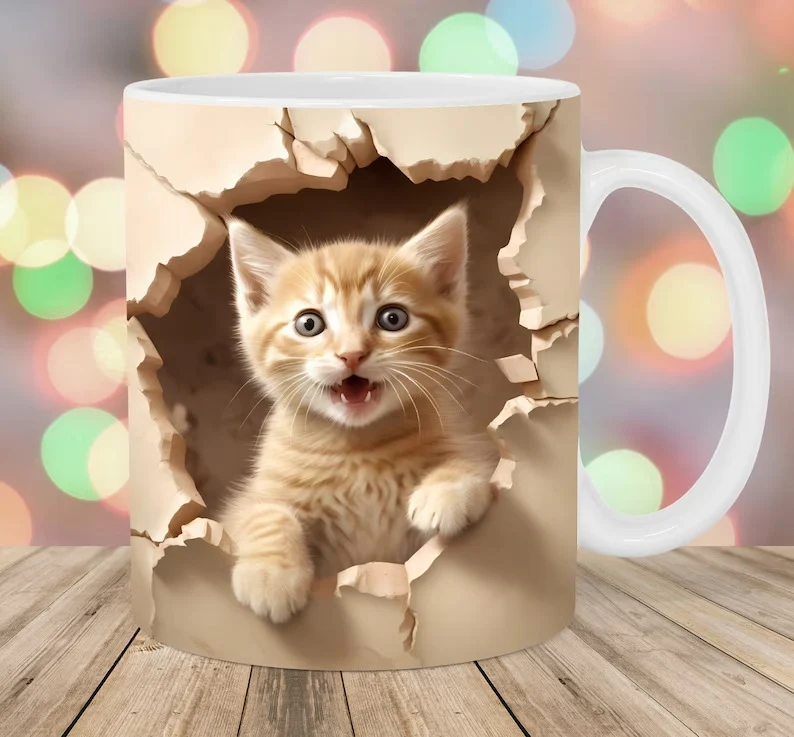 Cat Hollow Wall Ceramic Coffee Mug for hot beverages. Enjoy your coffee in style with this unique and durable ceramic mu — photo 9