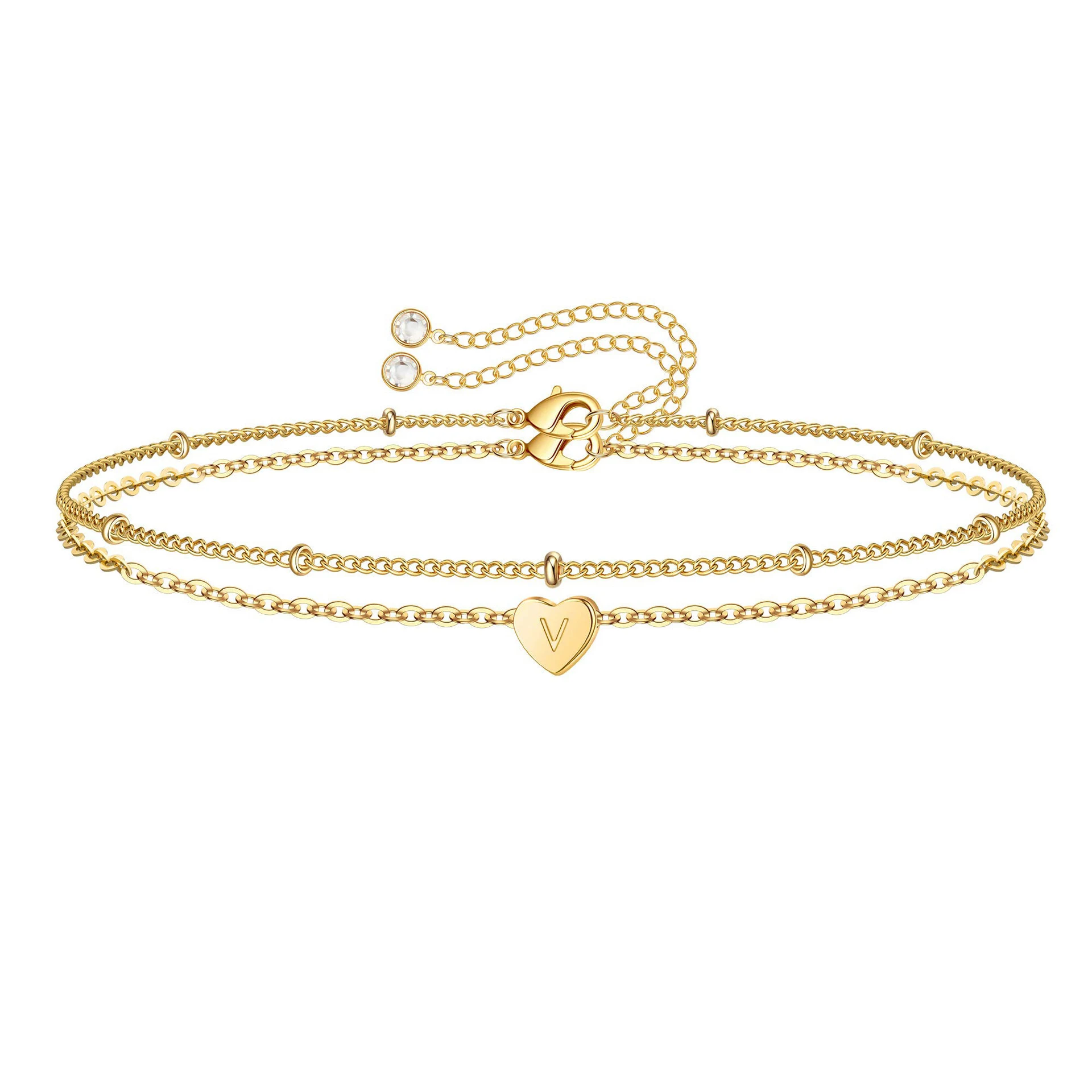Pulseira de letras 26 Corações de Pêssego Verão. Joia feminina charmosa e personalizada, acessório de moda para presente. — foto 18