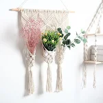 Suporte de vaso de flores secas boêmio em tapeçaria tecida, prateleira suspensa para plantas, decoração boho para casa — foto 5