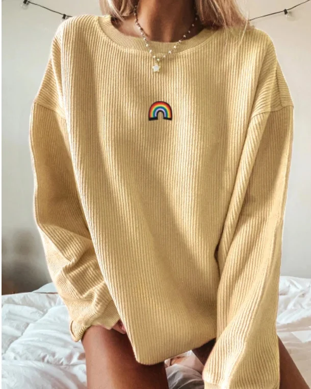 Title 3, Striped Printed Round Neck Long-sleeved Pit Str...