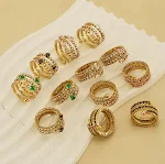 Anel Multicamadas de Aço Inoxidável 18K com Diamantes Completo e Zircônio Incrustado – Brilho e Sofisticação para um Look Impecável — foto 11