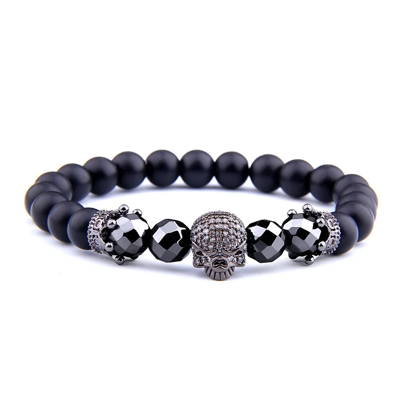 Pulsera elástica de la corona de obsidiana esmerilado — foto 2