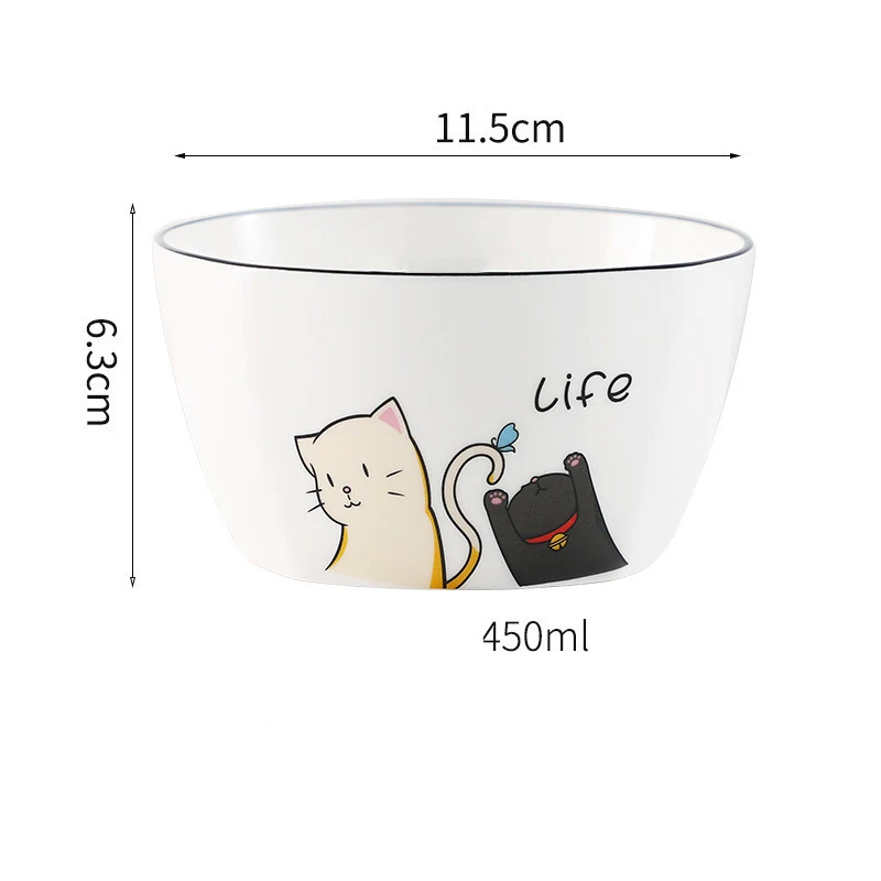 Tigela de cerâmica North Cat para uso doméstico, ideal para macarrão. Design fofo e prático, perfeita para suas refeições diárias. — foto 2