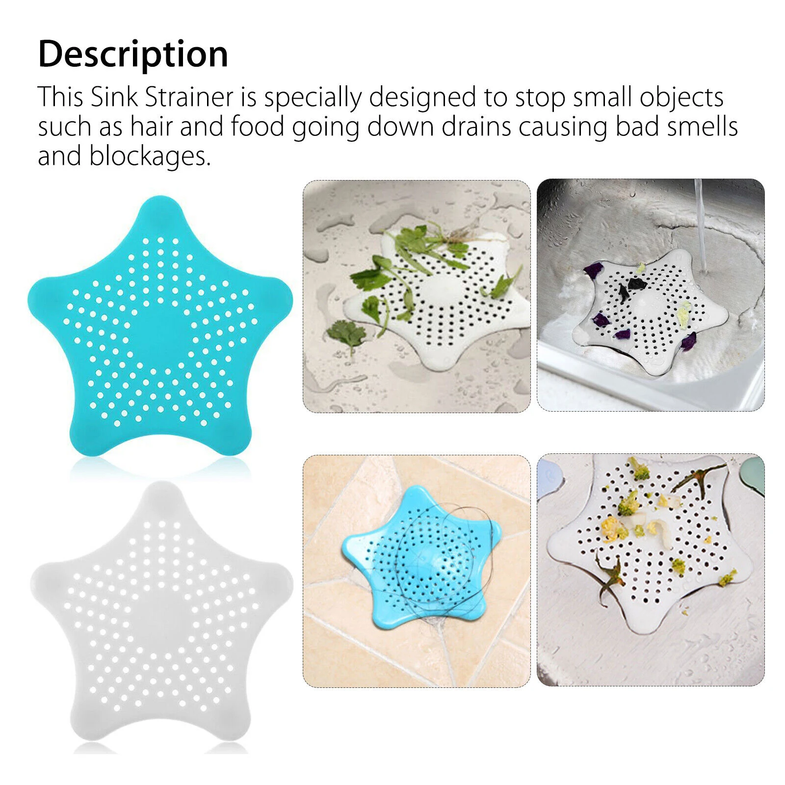 3PCS Silicone Starfish Sink Drain Filter Bathtub Hair Catcher Stopper Drain Hole Filter Strainer for Bathroom Kit — photo 6