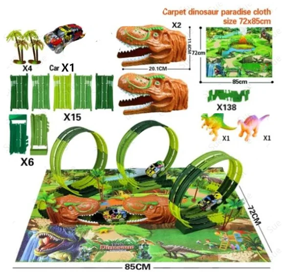 Children's Electric Assembled Track Racing Dinosaur T-Rex Toy Puzzle Boy Gift Educational Simulation Game — photo 25