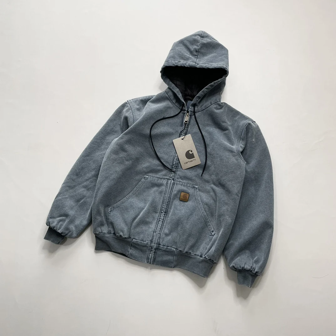 Heren Fashion Gewassen Distressed Hoodie Ritsjack. Een comfortabele jas met een trendy uitstraling, perfect voor dagelijks gebruik. — foto 6