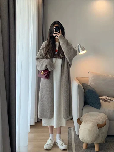 Title 8, Idle Style Loose Retro Knitted Cardigan Jacket ...