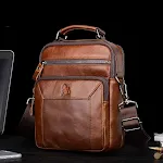 Bolsa diagonal masculina de couro de vaca, um ombro só. Design elegante e funcional para o dia a dia, perfeita para carregar seus itens essenciais. — foto 2