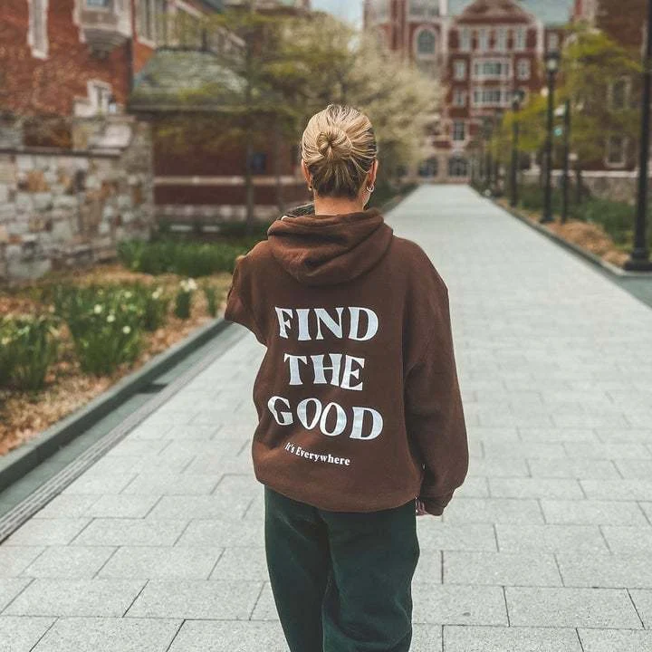 Sudadera con capucha cepillada con capucha y estampado de letras — foto 1