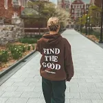 Sudadera con capucha cepillada con capucha y estampado de letras — foto 1