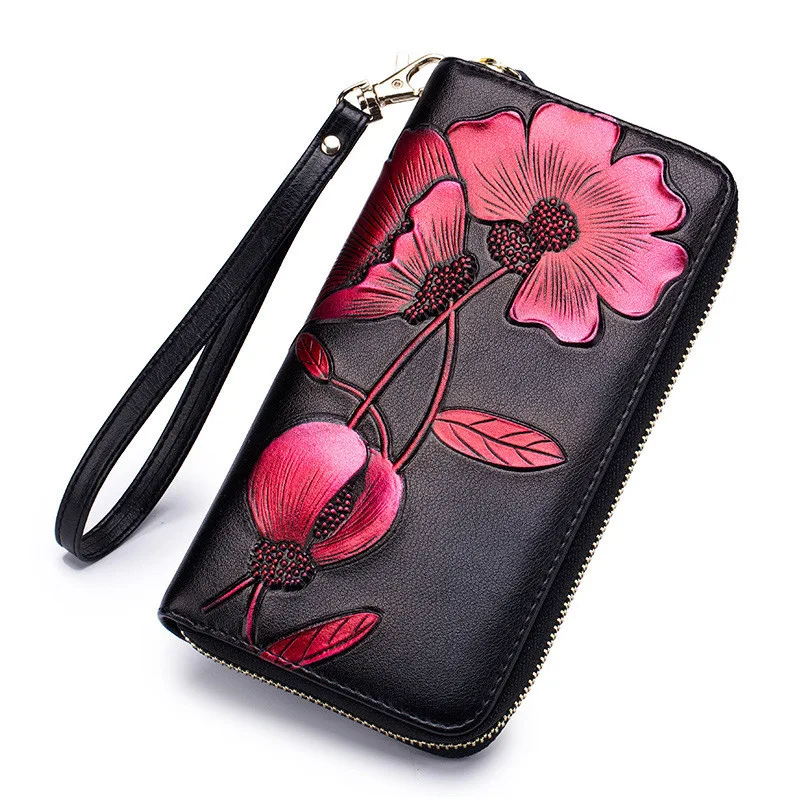 Women's Long Leather Zipper Wallet, Fashion Personality, Cowhide, European and American Style, a stylish and functional — photo 2