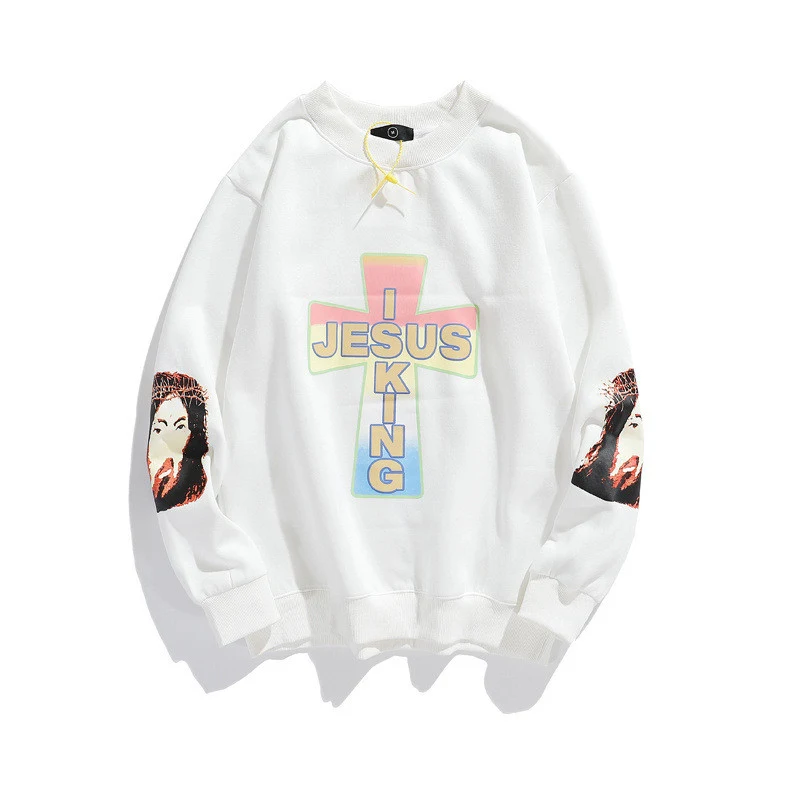 Rainbow Color Cross Foaming Three-dimensional Plus Velvet Uniform Sweater for Men and Women. Comfortable, warm unisex ap — photo 1