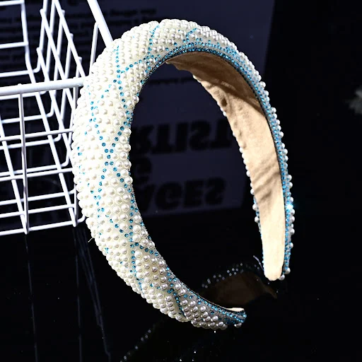 Title 12, Pearl High Skull Top Headband Diamond Rhinestone