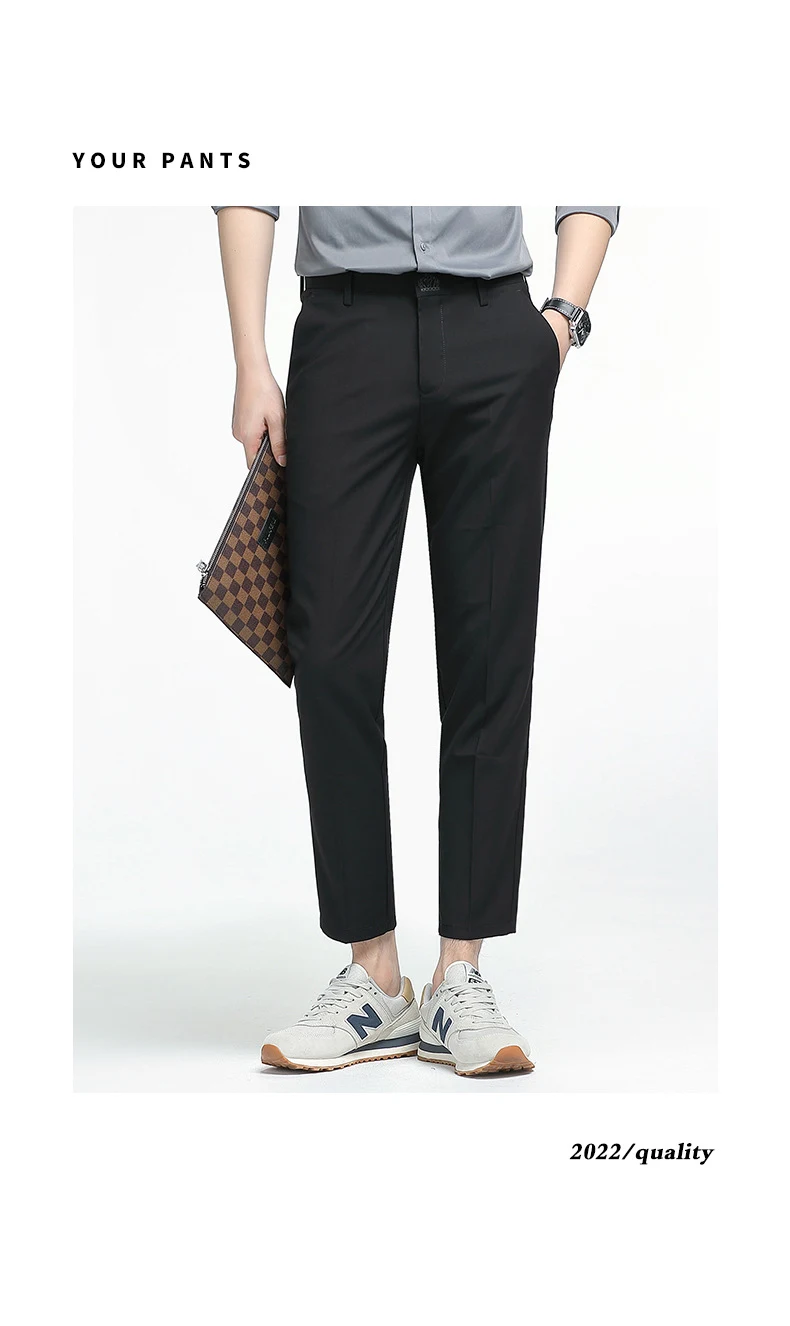 Title 16, Mens Korean Slim Fit Cropped Trousers Stylish ...