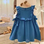 Vestido princesa pastoral francês de verão para meninas Roupas infantis sofisticadas para um visual elegante e charmoso. — foto 11
