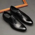 Spits toelopende herenschoenen van zwart leer met veters voor Britse zakenpakken, perfect voor bruiloften — foto 3