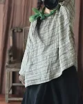 Cappotto donna in lino a righe tinto in filo, cuciture a saia, vestibilità ampia e artistica, perfetto per il tempo libero e look casual. — foto 25