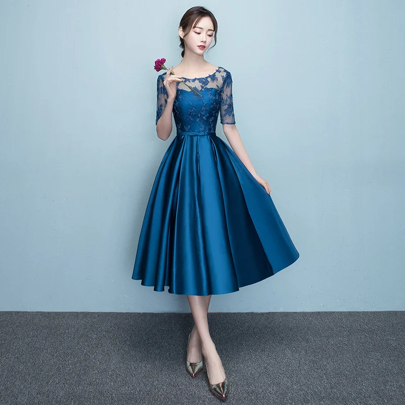 Title 5, Vestido de festa elegante azul, estilo ocidenta...