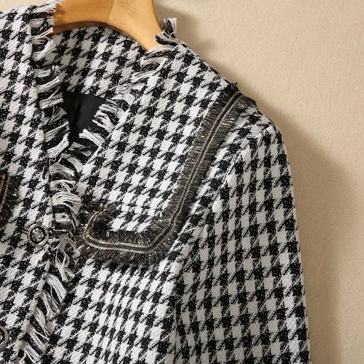 Title 23, Houndstooth Zlatna nit Tassel Kratki kaput Sukn...