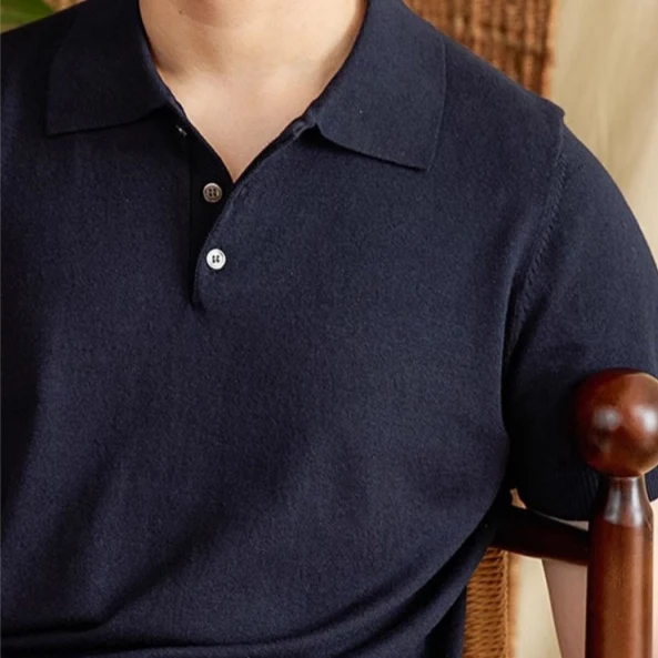 Title 3, Camiseta Polo Slim Casual Masculina Fina de Ver...