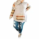 Suéter feminino casual com costura estampada e capuz — foto 1