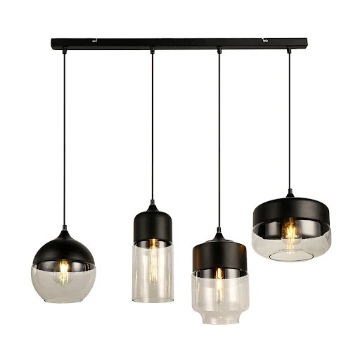 Title 2, Black Amber Transparent Glass Chandelier. Sophi...