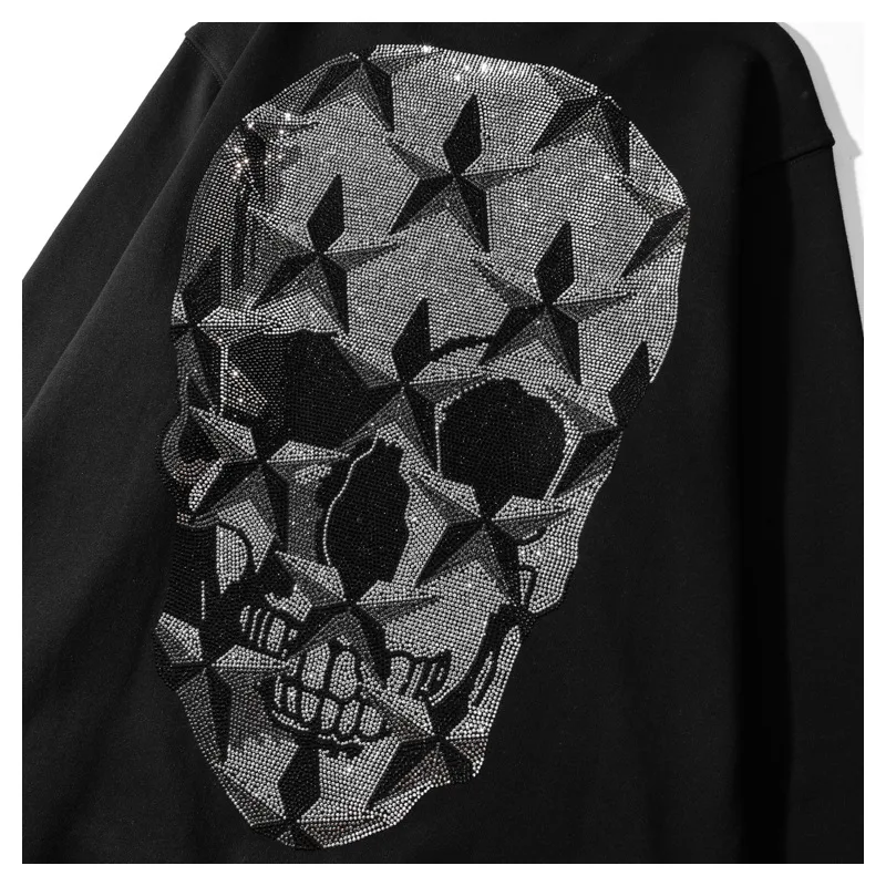 Autumn and winter tide brand new back hot diamond flashing diamond five-pointed star skull pattern sweater for men and w — photo 3