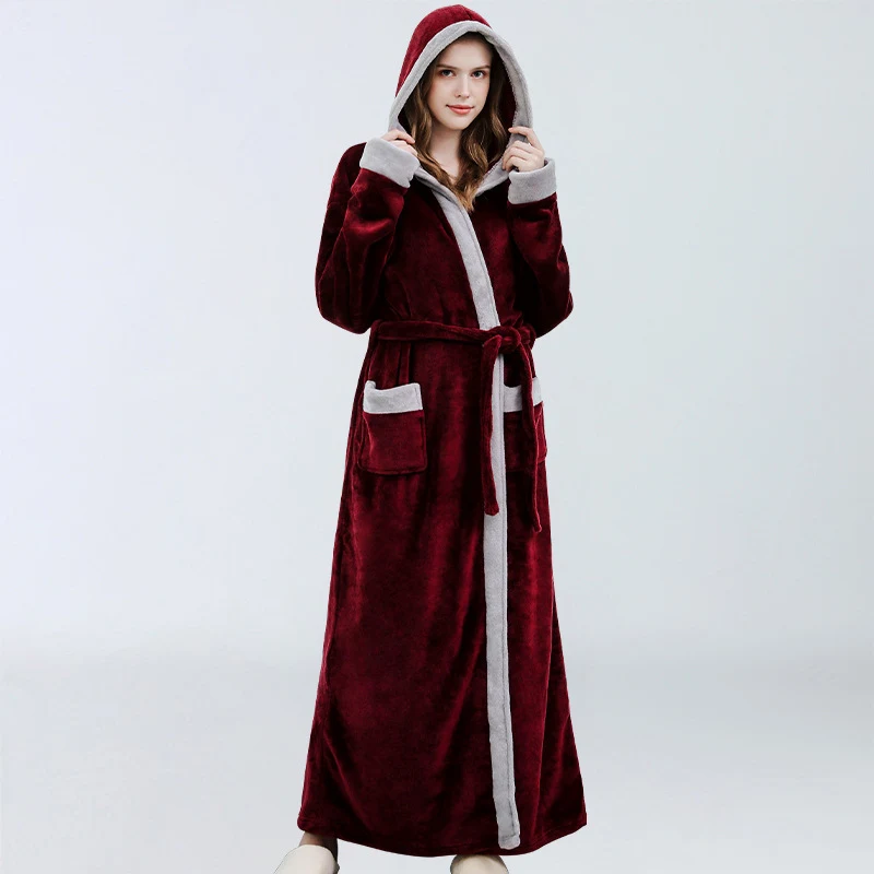 Title 8, Autumn and Winter Coral Fleece Nightgown Thicke...