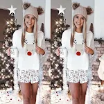 Reindeer Print Casual Long Sleeve Christmas Suit. Celebrate the holidays in comfort and style with this festive and cozy — photo 9