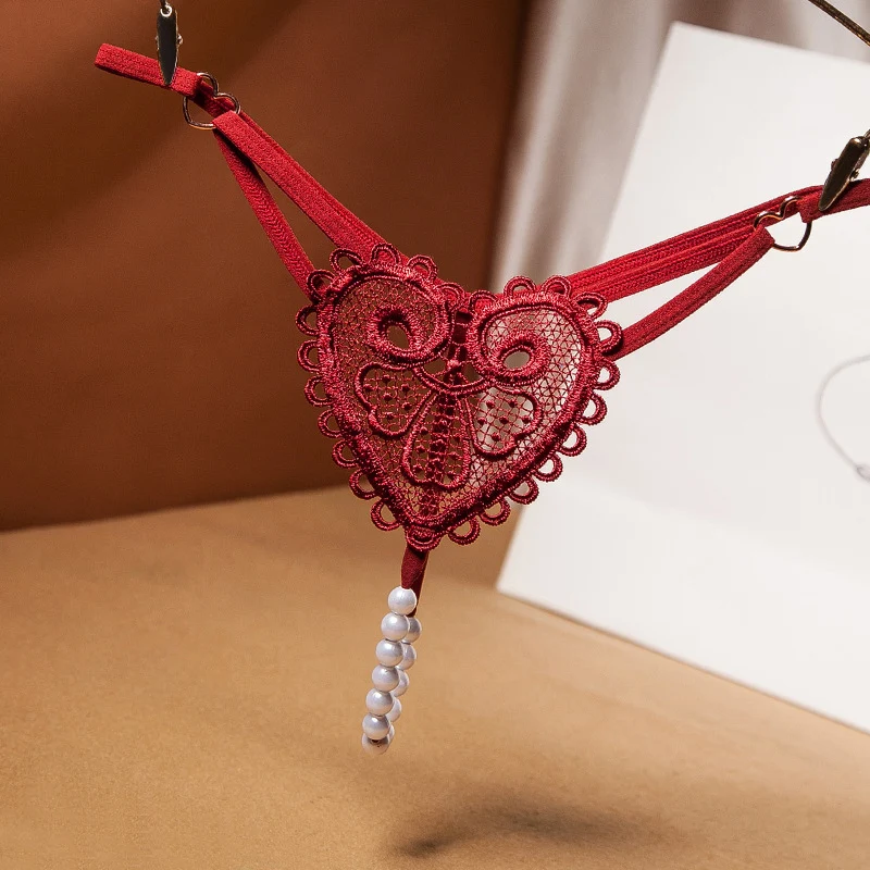 Vintage Pearl Hartje Versierde String voor Vrouwelijke Verfijning. Ervaar Comfort en Elegantie met Dit Exclusieve Lingerie-Stuk. — foto 9