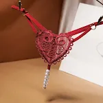 Vintage Pearl Hartje Versierde String voor Vrouwelijke Verfijning. Ervaar Comfort en Elegantie met Dit Exclusieve Lingerie-Stuk. — foto 9