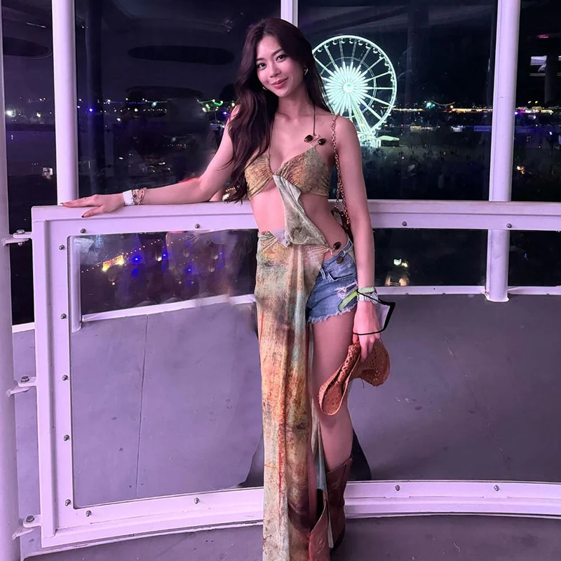 Title 5, Fashion Womens Halter Navel Lace-up Dress