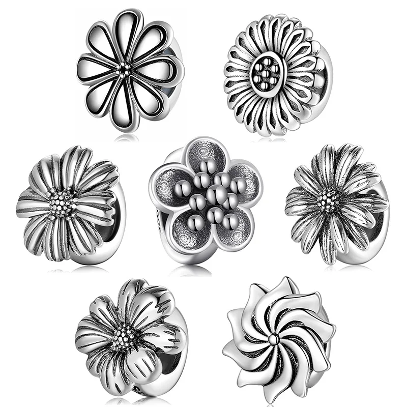 S925 Plata de Ley Abalorios Separadores Plata Lisa Daisy Fijos Pulsera DIY Accesorios Abalorios para crear joyas únicas y personalizadas. — foto 12