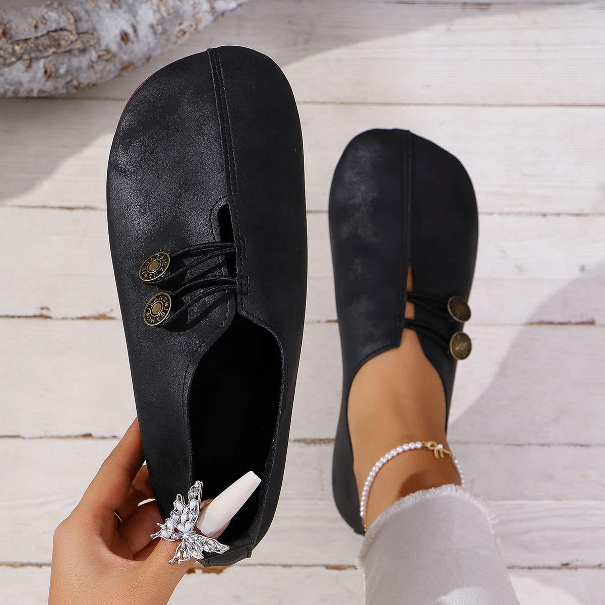 Title 6, Summer Low-cut Slip-on Shoes for Plus Size Wome...