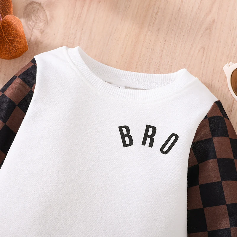 Tops de manga longa xadrez para bebês e crianças pequenas, moletons da moda outono. Conforto e estilo para o dia a dia dos pequenos. — foto 3