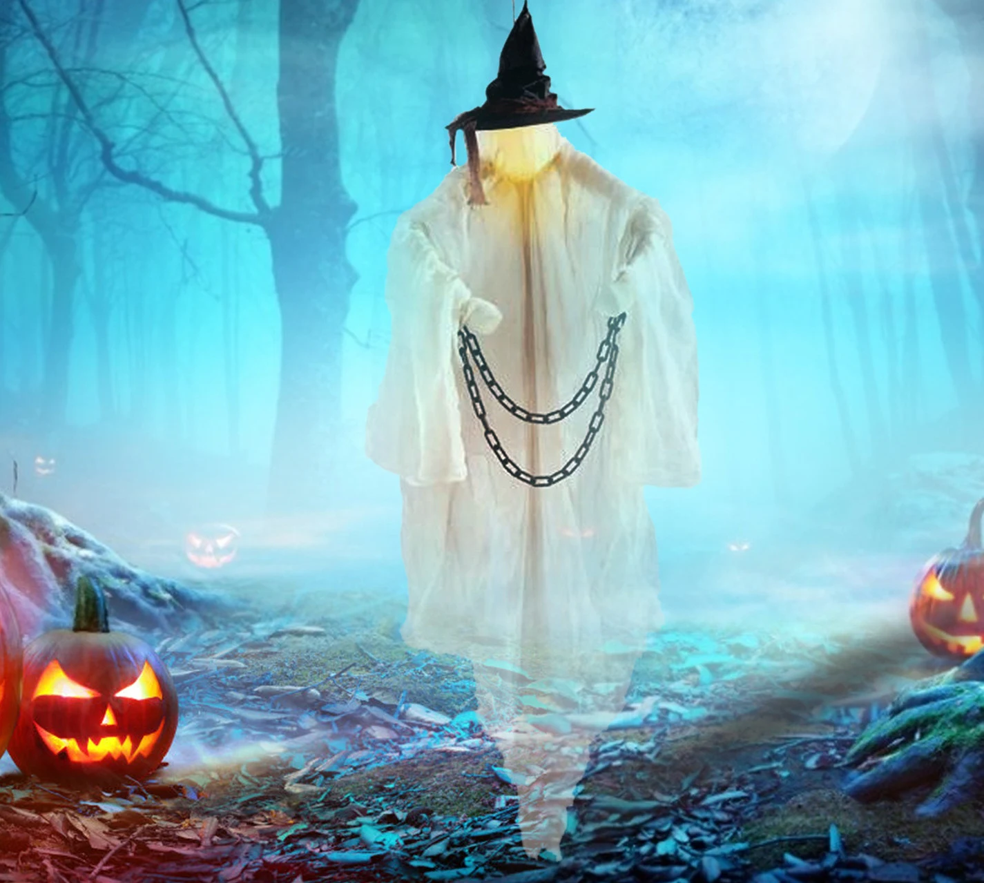 Halloween Farmhouse Flying Witch Atmosphere Decoration Horror Props Outdoor Scene. Create a spooky scene with this outdo — photo 2