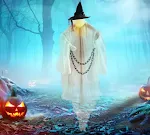 Halloween Farmhouse Flying Witch Atmosphere Decoration Horror Props Outdoor Scene. Create a spooky scene with this outdo — photo 2