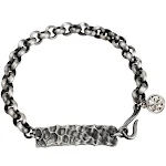 Pulseira S925 prata com design de martelo, moderna e estilosa. Padrão martelado que adiciona textura e charme, perfeita para uso diário ou presente. — foto 1
