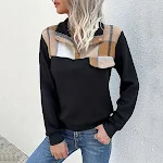 Damen Vintage Pullover mit Stehkragen und Farbkontrast, ein stilvoller Klassiker für einen modischen Retro-Look. Bequem und elegant. — foto 4