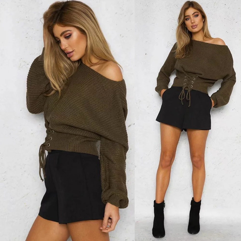 Title 12, Maglione taglie forti con lacci stile europeo e...