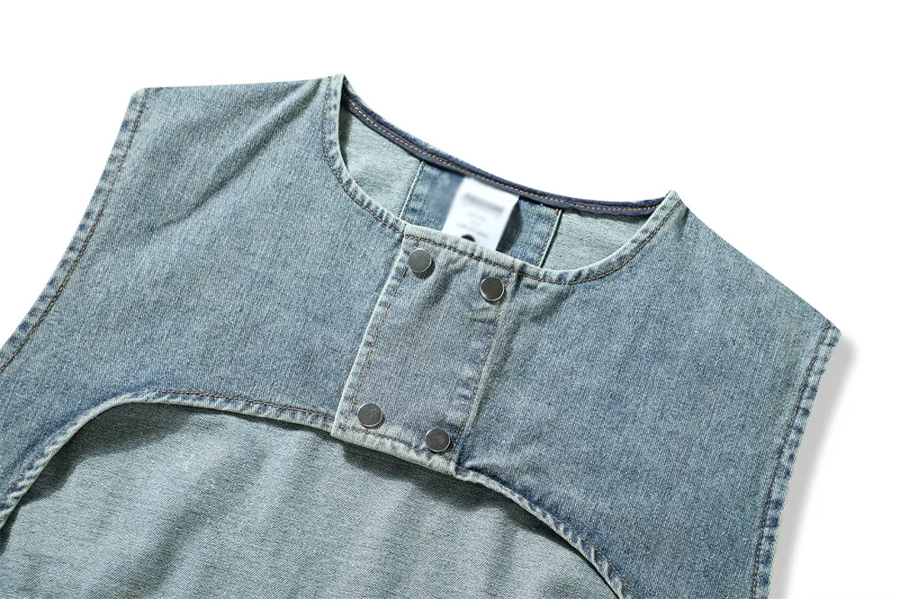 Title 4, Mens Denim Vest Loose Casual High Street Patch...