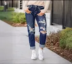 Jeans Transfronterizos Rotos de Cintura Media para Mujer, Estilo Lápiz, Pantalones Hip Hop, Comodidad y Tendencia — foto 7