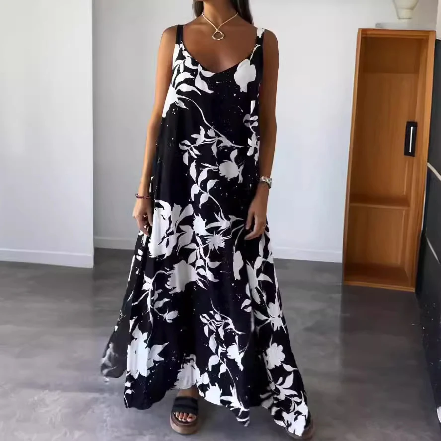 2024 Summer Printed Sling Backless V-neck Dress, designed for a cool and elegant look. Embrace the sun in this stylish a — photo 12