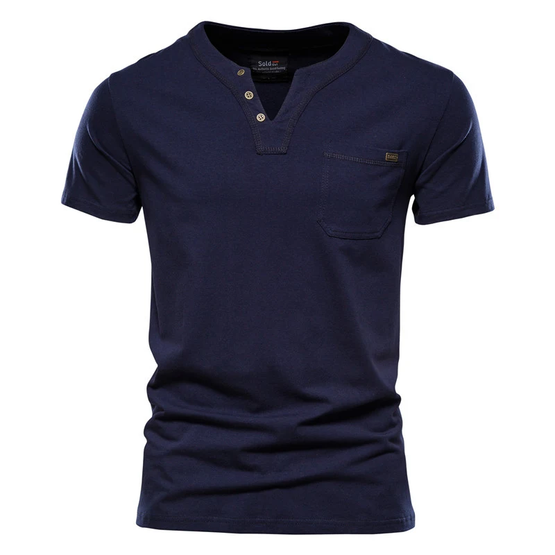 Camiseta esportiva Slim de algodão com bolso masculina Ajuste perfeito Conforto e estilo para treinos e uso diário. — foto 7