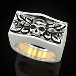 Anel de caveira punk para homens e mulheres. Um acessório de moda gótica que expressa rebeldia e individualidade. Ideal para quem curte rock e estilo alternativo. — foto 1