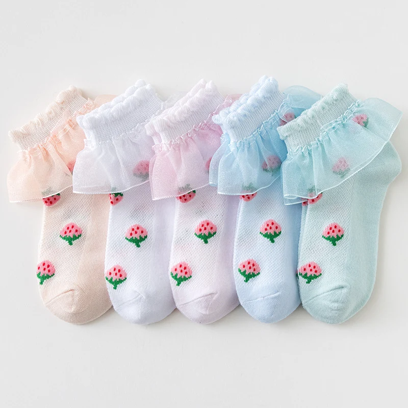 Title 5, Summer Thin Lace Socks Mesh Lace Princess for g...
