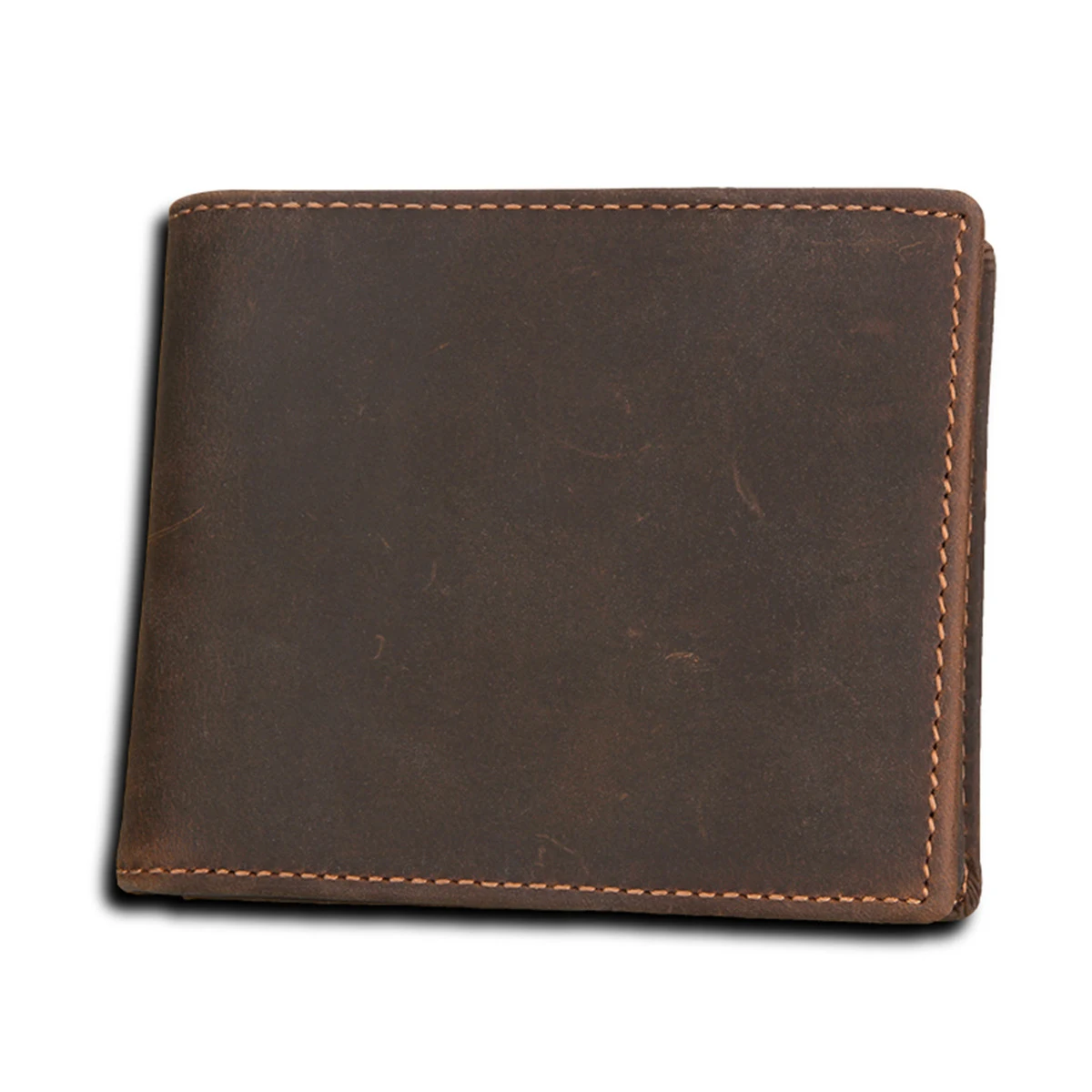 Carteira masculina RFID em couro Crazy Horse, curta e casual. Combine segurança com estilo e praticidade, perfeita para o uso diário. — foto 6